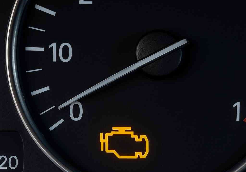 نمای نزدیک چراغ چک روشن