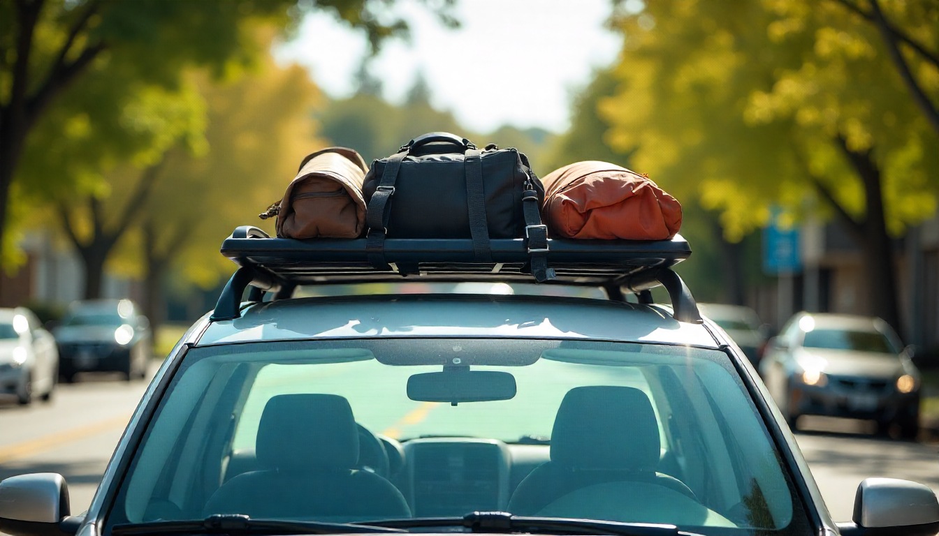 بار اضافی و بار بند روی سقف ماشین.